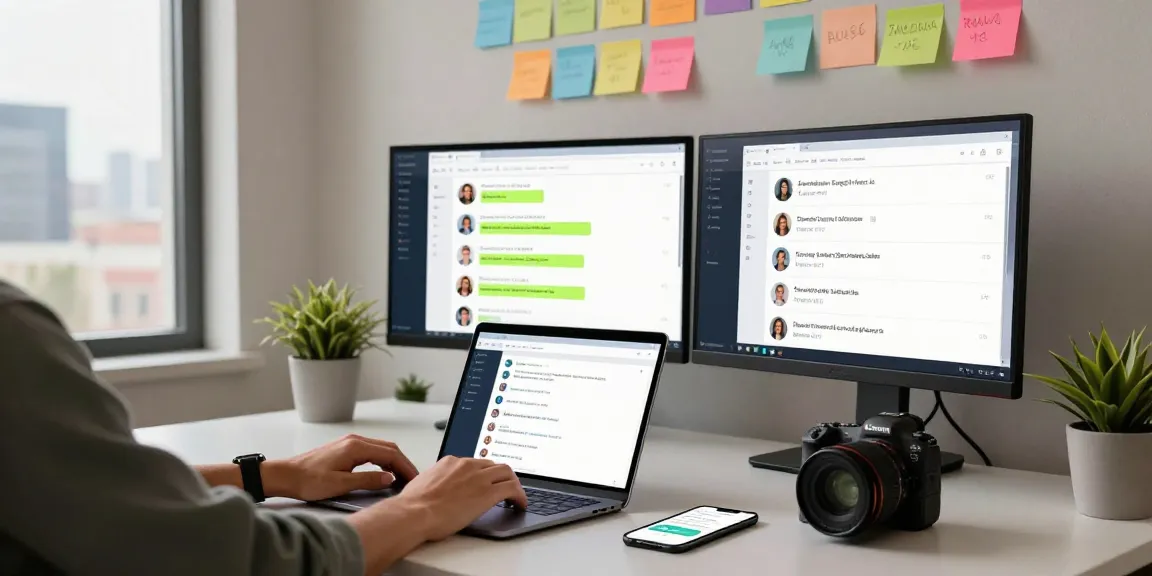 Using Telegram Web Version on a sleek laptop at a modern workspace