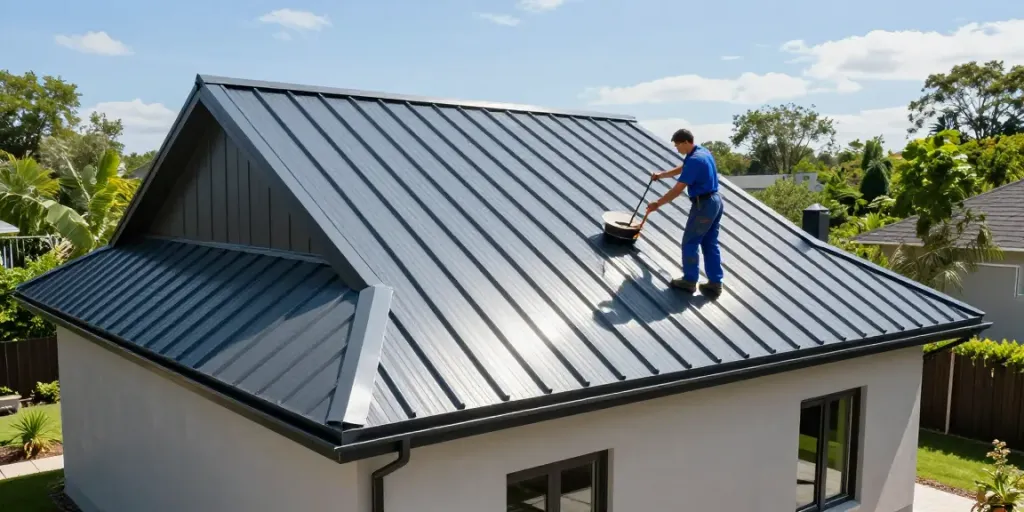 Metal Roof Repair on newly installed standing seam metal roof during inspection with professional contractor.